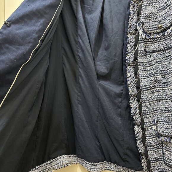 White House Black Market Tweed Boucle Blazer Womens M L Fringe Business Classy - Picture 9 of 15